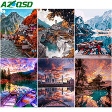 AZQSD-Kit de pintura de diamantes, imagen de Ciudad de diamantes de imitación, decoración del hogar, bordado de diamantes, mosaico de paisaje, artesanía hecha a mano 2024 - compra barato