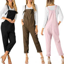 Hot sale Women Casual Jumpsuit Summer Solid Strap Wide Leg Pants Dungaree Overalls Sleeveless Oversized Cotton Linen Jumpsuits 2024 - buy cheap