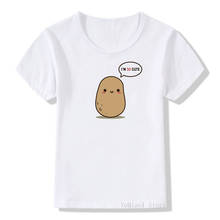 Harajuku-camisetas con estampado de feliz patata para niños y niñas, ropa bonita de verano, camiseta blanca unisex 2024 - compra barato