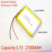 3.7V,2700mAH,724568 PLIB ( polymer lithium ion battery ) Li-ion battery for tablet pc,GPS,mp3,mp4,cell phone,speaker 2024 - buy cheap