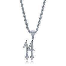Hip Hop Jewelry Iced Out Chain Bling CZ Necklace Hip-hop Number 14 Pendant Gold Silver Chain Necklace 2024 - buy cheap