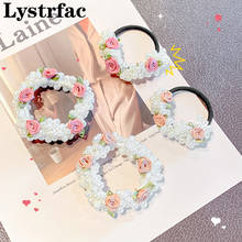 Lystrfac Flower Full Pearl Scrunchies Women Elastic Hair Bands Hair Tie Ponytail Holder Girls Rubber Bands Hair Accessories 2024 - buy cheap