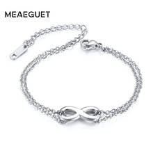 Pulsera Infinity Silver Color para mujer, brazalete de amor eterno, cadena de acero inoxidable, Bff Forever Friendship, ajustable 2024 - compra barato