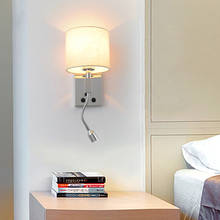 Zerouno-Lámpara Led de pared para mesita de noche, pantalla de lino, Base de acero inoxidable, lámpara de lectura moderna para Hotel y hogar, luz nocturna de 220V 2024 - compra barato