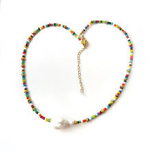 Collar con colgante de perlas barrocas bohemias para mujer, Gargantilla hecha a mano de perlas naturales de agua dulce con cuentas de arcoíris, accesorios de moda 2020 2024 - compra barato