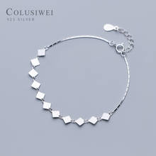 Colusiwei Genuine 925 Sterling Silver Geometric Square Sequins Chain Bracelet Female Fashion Silver 925 Jewelry Accessories 2024 - buy cheap