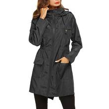 Trench coat feminino com capuz, casaco feminino longo à prova de vento e à prova d'água moda outono inverno de escalada 2024 - compre barato