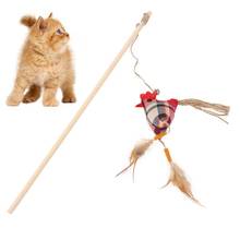 Игрушка для кошек, деревянная палочка-палочка, с колокольчиком, 40 см, кошачьи интерактивные игрушки 2024 - купить недорого
