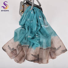 BYSIFA-bufandas de seda pura para mujer, Fular de 100% larga a la moda, chal de playa de verano, primavera y otoño, flores y plantas, color Beige 2024 - compra barato