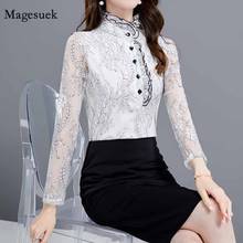 See Through All-match White Slim Shirt Ol Style Shirt Autumn New Fashion Long Sleeve Stand-Collar Lace Woman's Blouses  10766 2024 - buy cheap