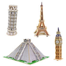 3D деревянная модель строительные блоки игрушки знаменитое здание, Биг Бен Эйфелева башня пирамиды игрушки для детей Детские игрушки сделай сам подарок на день рождения 2024 - купить недорого