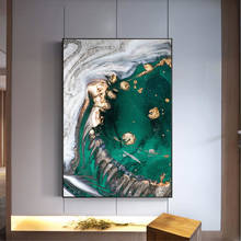 Póster nórdico moderno, creativo, abstracto, verde, dorado, lienzo artístico, pintura abstracta, impresión, imagen de pared para decoración de sala de estar 2024 - compra barato