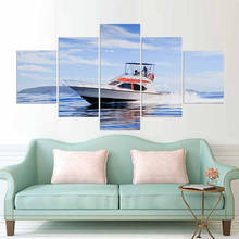 Canvas Painting Home Decoration Wall 5 Pieces Art Yacht Ship Landscape Pictures Printed Modular Modern Frame Poster Living Room 2024 - buy cheap