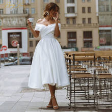 Vestido de noiva elegante., vestido de casamento curto branco marfim com laço nas costas, para noivas e casamento. 2024 - compre barato