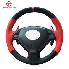 Black Suede Red Leather DIY Car Steering Wheel Cover For Infiniti G G25 G35 G37 EX EX35 EX30 EX37 Q Q40 Q60 QX50 2014-2018 2024 - buy cheap