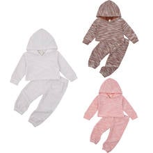 FOCUSNORM-Conjunto de ropa para bebé y niña, jersey de manga larga liso, sudaderas con capucha, Tops, pantalones, trajes informales de 1 a 6 años para otoño 2024 - compra barato