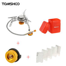 TOMSHOO-estufa de Gas plegable para exteriores, quemadores de estufa de acampada + parabrisas de pantalla de viento de 9 placas + adaptador de estufa de cartucho de Gas, utensilios de cocina 2024 - compra barato