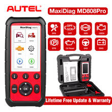 Autel maxidiag md808 pro todo o sistema obd2 scanner óleo e registro de restauração da bateria, almofada de freio de estacionamento reaprender, sas, srs, abs, epb, 2024 - compre barato