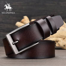 NO.ONEPAUL-Cinturón de piel de vaca para hombre, nuevo cinturón de moda ajustado, de aleación, estilo de negocios, hebilla de pin, cinturones negros de alta calidad 2024 - compra barato