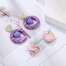 Match-Right 2020 New Hot Resin Heart Drop Earrings for Women Statement Vintage Dangle Earring Female Purple Fashion Jewelry 2024 - buy cheap