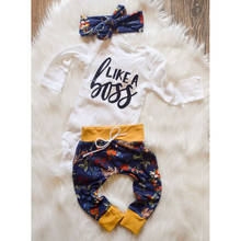 3PCS Newborn Baby Girl Boy Winter Clothes Outfits Warm Romper+Floral Pants Set 2024 - buy cheap