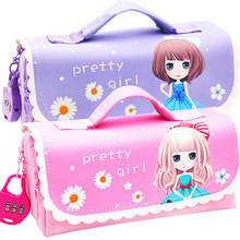 Large Capacity Pencil Case with Combination Lock Korean Pencilcase for Girls Boys Zipper Pencil Pouch Bag School Box Stationery 2024 - buy cheap