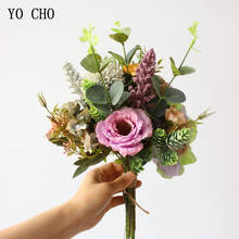 YO CHO-ramo de flores artificiales de seda para dama de honor, Hortensia, Pompón, hojas de eucalipto, flor de boda 2024 - compra barato