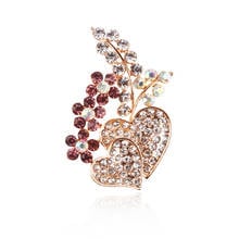 2020 popular 28x42mm multiple colors women beautiful Korean brooch rhinestone alloy plant flower brooch fashional accessories 2024 - buy cheap