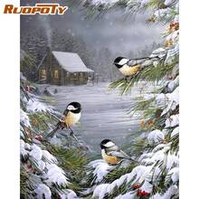 RUOPOTY Frame Paint By Number Snow  On Canvas Drawing DIY Craft Kits For Adults Coloring By Number Picture Home Decor 2024 - buy cheap