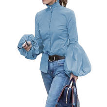 Women's Blouse Shirts Spring Autumn Casual Plus Size Long Wide Lantern Sleeve Button Elegant Slim Office Fashion Tops 3XL 2024 - buy cheap