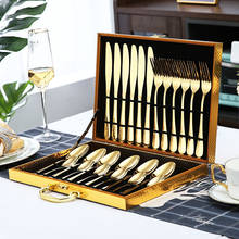 24pces Luxury Golden Stainless Steel Tableware Set Steak Knife And Fork Soup Spoon Dessert Spoon Cutlery Dinner Set Holiday Gift 2024 - buy cheap