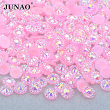 JUNAO 4 5 6 мм розовый цветок AB наклейка Стразы для ногтей Кристальные камни с плоской задней стороной резиновые драгоценные камни не пришитые Стразы для рукоделия ювелирные изделия 2024 - купить недорого