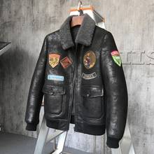 Men's Fur Jacket  Short Leather Jacket Mans B3 Bomber Jacket Shearling Sheepskin Aviator Fur Coat Lambs Outerwear Flight Jacket 2024 - buy cheap