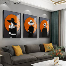 Arte de pared de moda naranja para mujer, impresión en lienzo, sombrero abstracto minimalista, póster de chica, pintura, imagen Sexy para mujer, decoración de la habitación del hogar 2024 - compra barato