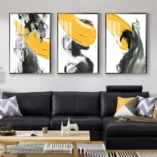 Póster de lona para decoración del hogar, impresiones de arte de pared nórdico, pintura colorida minimalista abstracta, amarillo, gris y negro, imágenes para sala de estar 2024 - compra barato