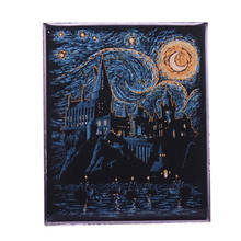 Vincent Van Gogh Starry Night Magic School Paintings Lapel Pin Castle Night Boats Abstract Art Jewelry 2024 - buy cheap