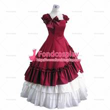 Fondcosplay-traje gótico de Lolita Punk, traje Medieval de algodón, Vestido largo de bola roja y blanca, falda de noche hecha a medida [CK1441] 2024 - compra barato