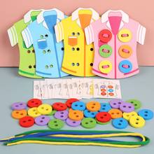 4Pcs Wooden Sew-on Buttons Threading Lacing Clothes Board Kids Education Toy Great educational toy for your child to play gifts 2024 - buy cheap