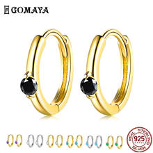 GOMAYA-pendientes de aro de Plata de Ley 925 para mujer, aretes con incrustaciones de circonia cúbica de colores, regalo de aniversario, joyería fina 2024 - compra barato