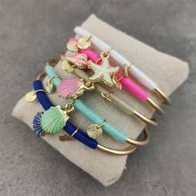 Pulseras y brazaletes elegantes de playa para mujer, brazaletes abiertos de Color dorado, pulseras femeninas de regalo, Verano 2024 - compra barato