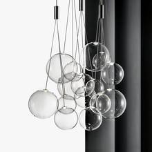 Luminária pendente moderna de vidro bolha, com luz led, iluminação nórdica, para sala de jantar, sala de estar, quarto, decoração de casa 2024 - compre barato