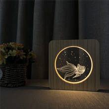 Lâmpada led colorida 3d usb ouro peixe, luz noturna para decoração de mesa controle escultura lâmpada para decoração de quarto de criança