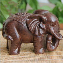 Elefante de Agarwood negro, Mini figuritas de animales de madera, adorno para el hogar, Fengshui, decoración artística de madera tallada Natural de la suerte, 1 ud. 2024 - compra barato