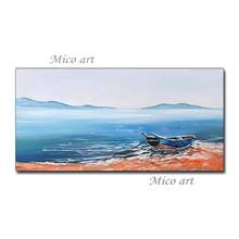 100% Hand Painted Abstract Art Boat Ship Oil Painting Canvas Seascape Wall Decor Picture Artwork For Home Living Room Decoration 2024 - buy cheap