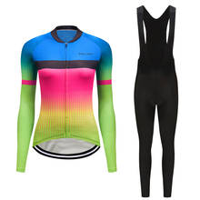 Vestido de bicicleta feminino de manga longa, 2021, conjunto de roupas para ciclismo, mtb, road bike, conjunto de calças e macacão 2024 - compre barato