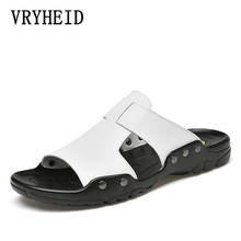 Vryheid-sandálias de couro genuíno, chinelos para homens, sapatos casuais ao ar livre, opção antiderrapante, moda interna, sandálias de praia, tamanhos grandes 37 a 52 2024 - compre barato