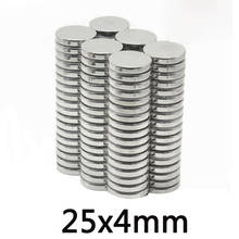 Ímãs de neodímio n35 ndfeb 2 ~ 20 peças 25x4mm, ímã permanente redondo magnético super forte 25*4mm 2024 - compre barato