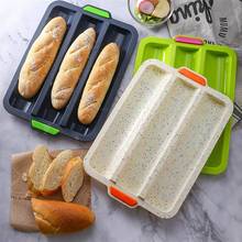 Bandeja de pão de silicone não-vara 3-grade eclair pan molde eclair cozimento pan ferramentas de cozimento de pão para pão francês 2024 - compre barato