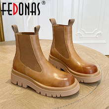 FEDONAS Female Genuine Leather Ankle Boots Chelsea Boots Autumn Winter Punk Motorcycle Boots Night Club Shoes Woman Short Boots 2024 - buy cheap