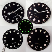 29.2mm Watch Dial Snowflake Watch Hands Spare Parts Fit For NH35 NH35A Movement Green Lume Black Dial 4 Styles 2024 - buy cheap